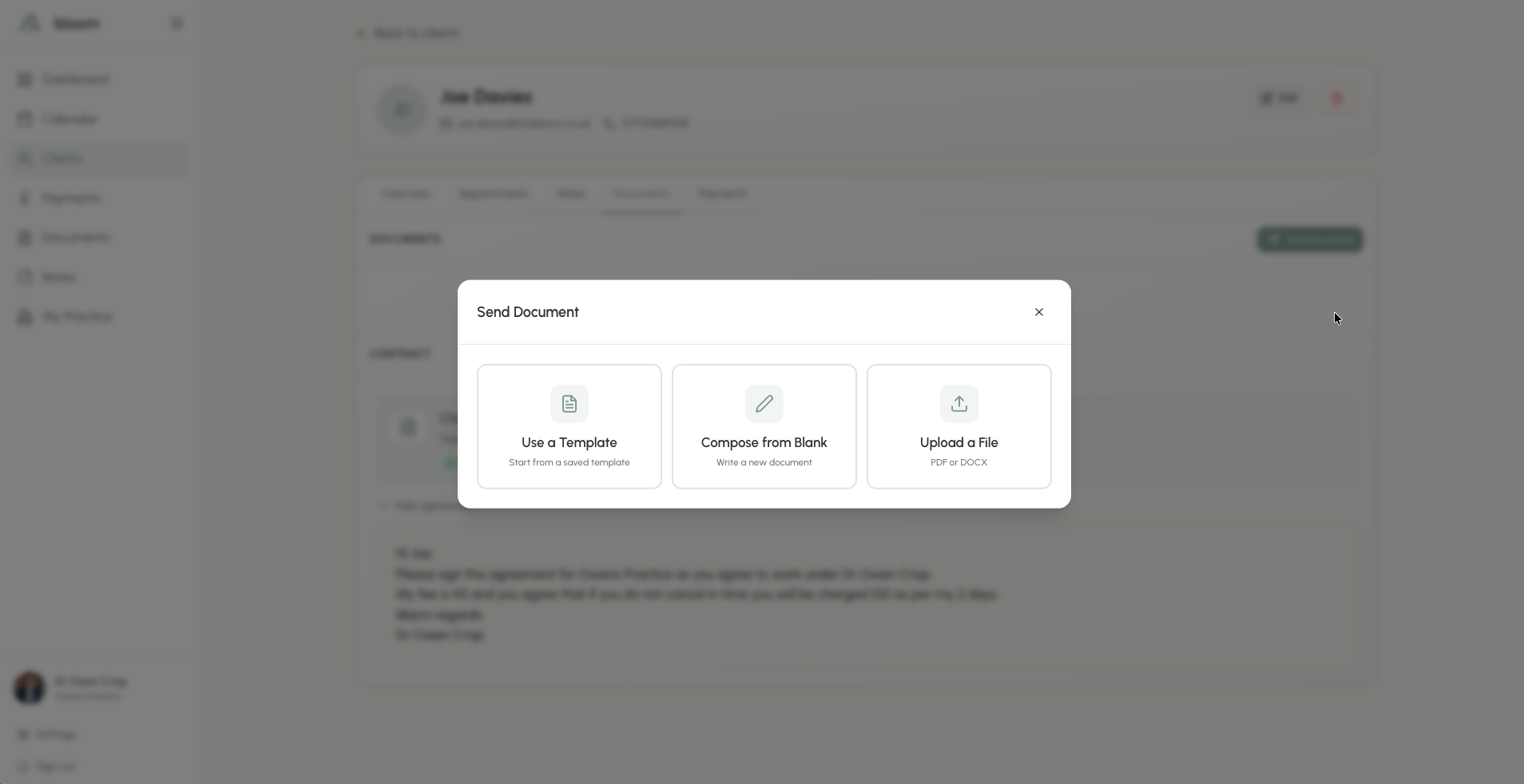 Sending a document