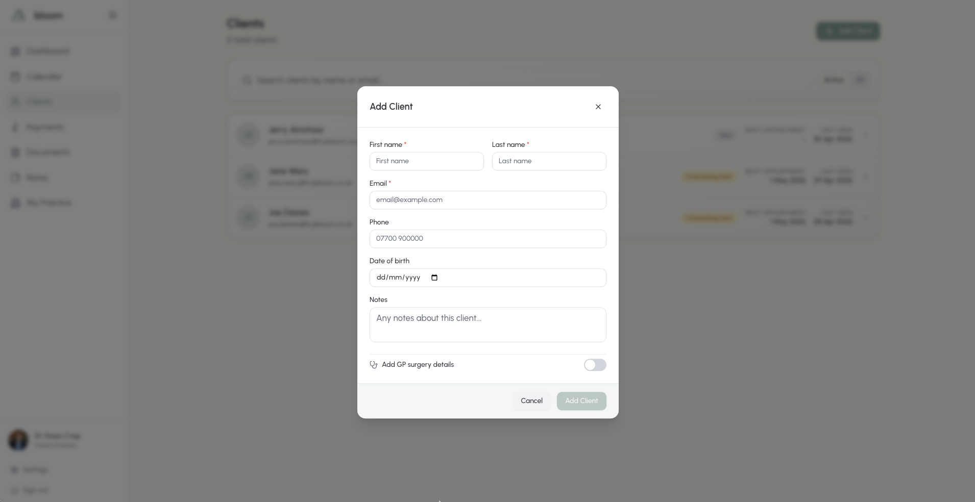Add a new client