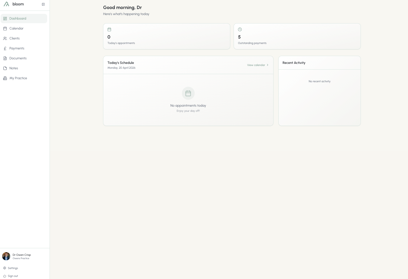 Bloom dashboard