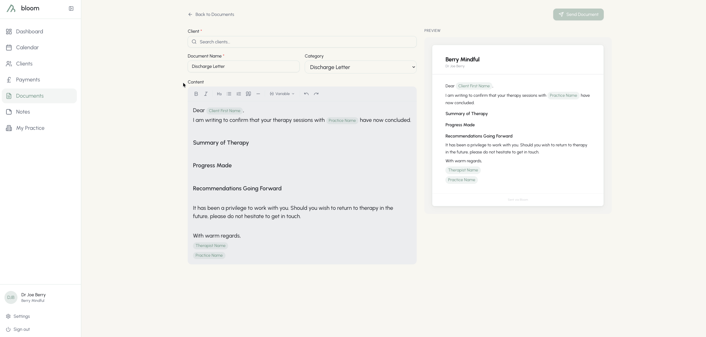 Using a template