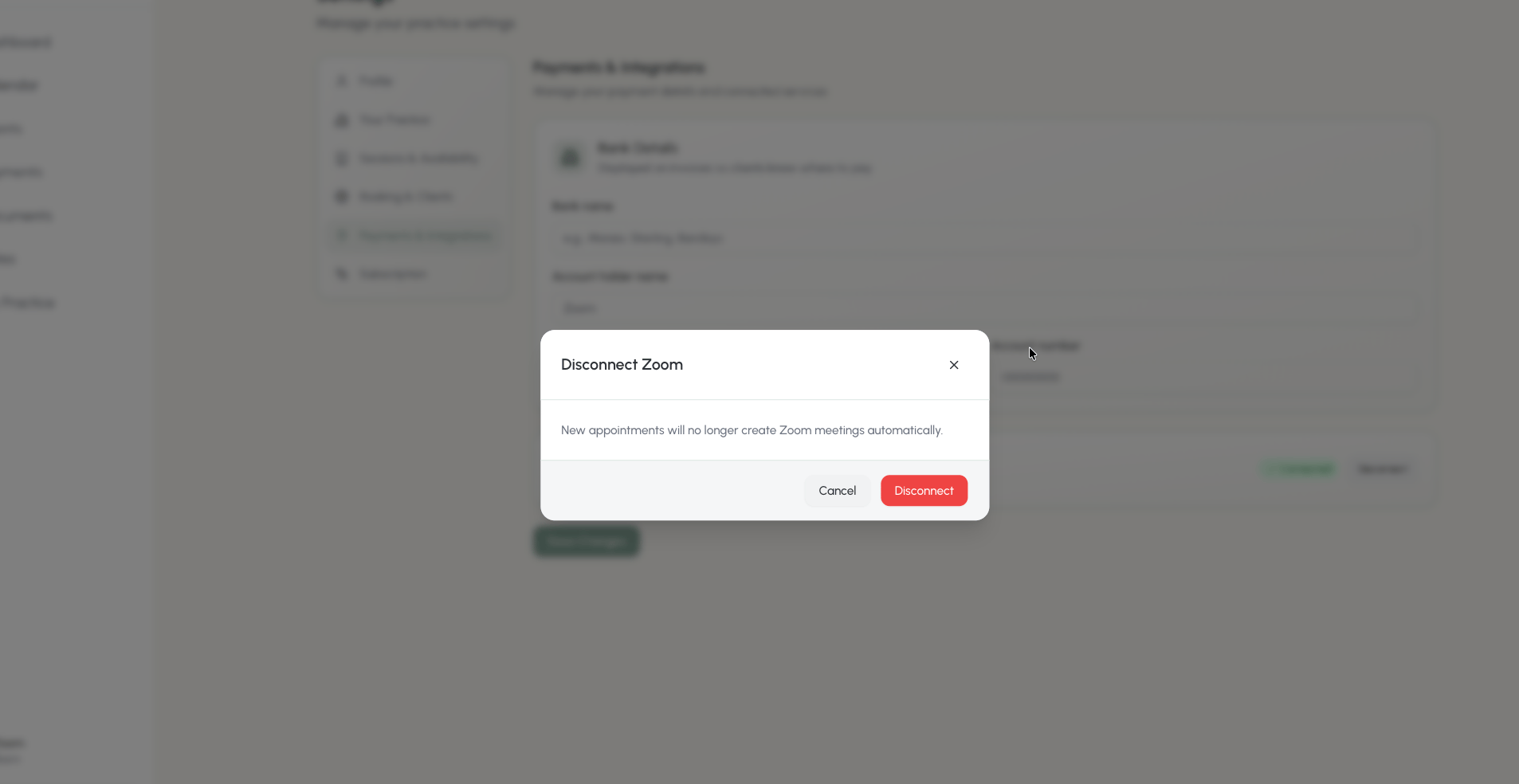 Disconnect Zoom confirmation