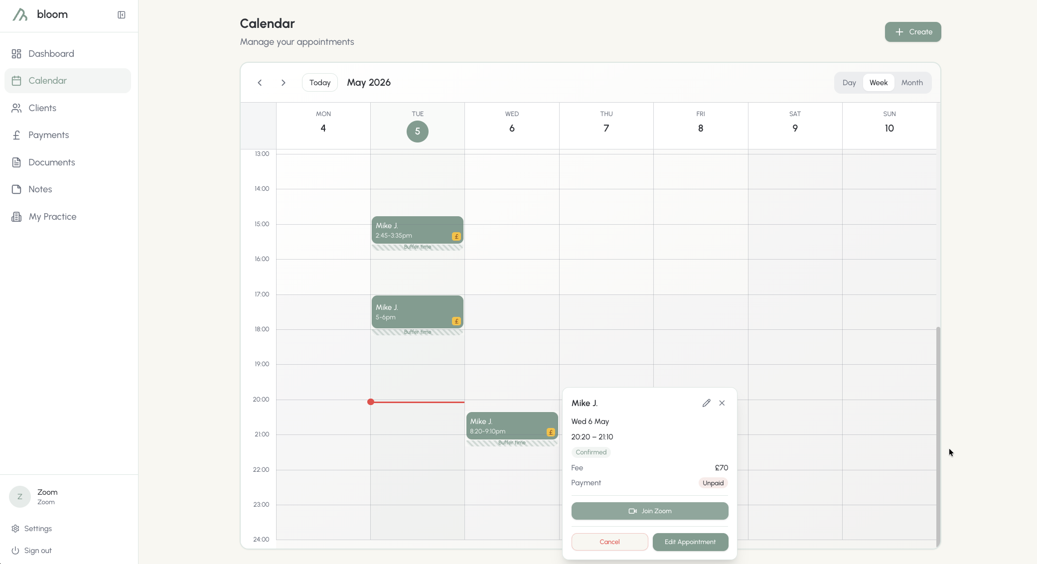 Join Zoom from an appointment
