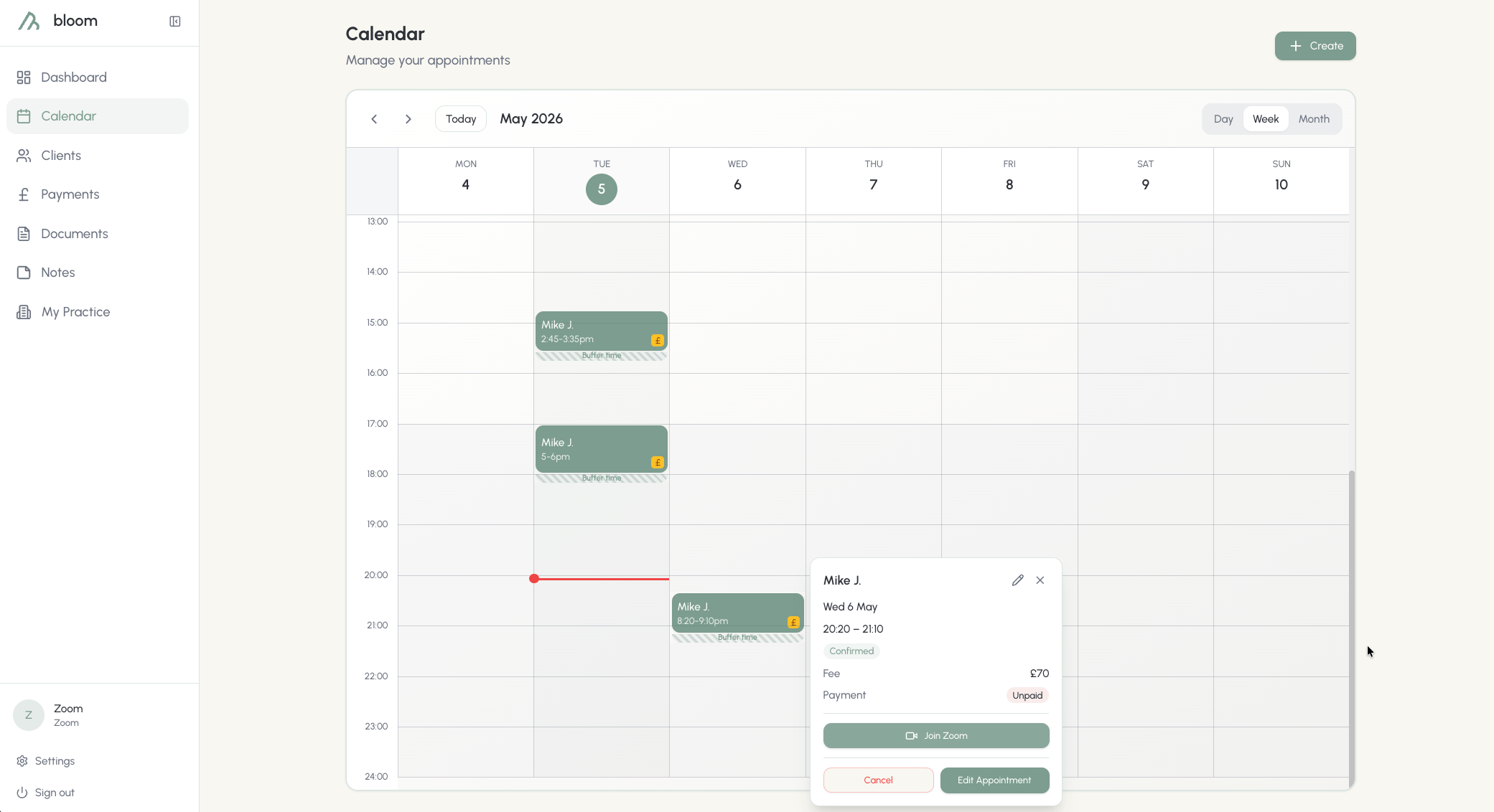 Join Zoom from an appointment