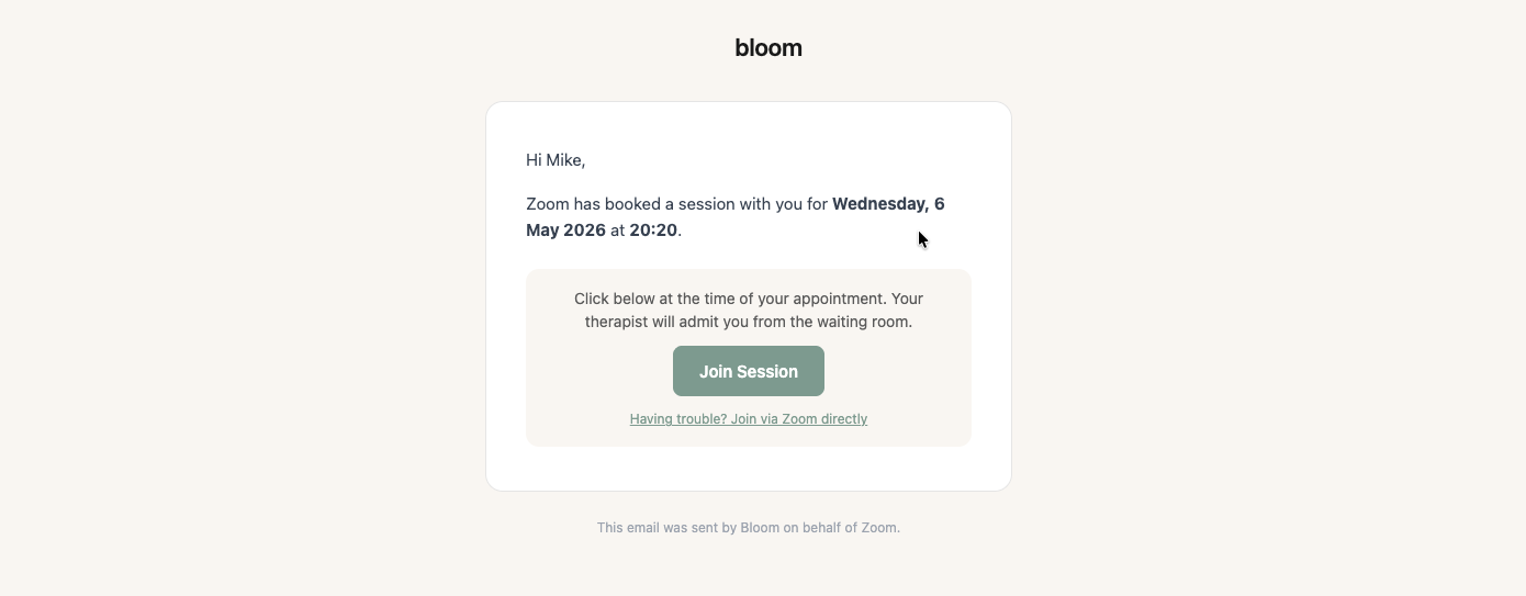Client confirmation email