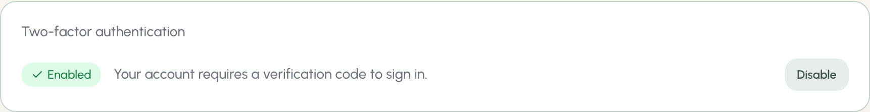 Two-factor authentication enabled