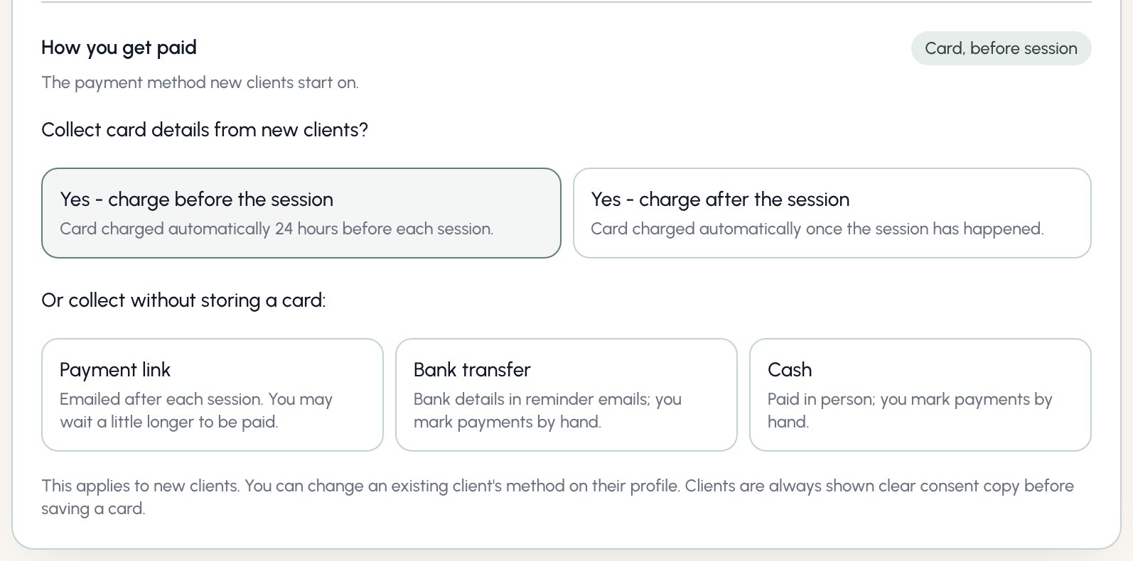 How you get paid settings