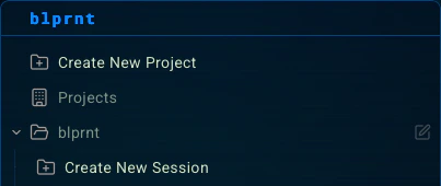 New Session Sidebar