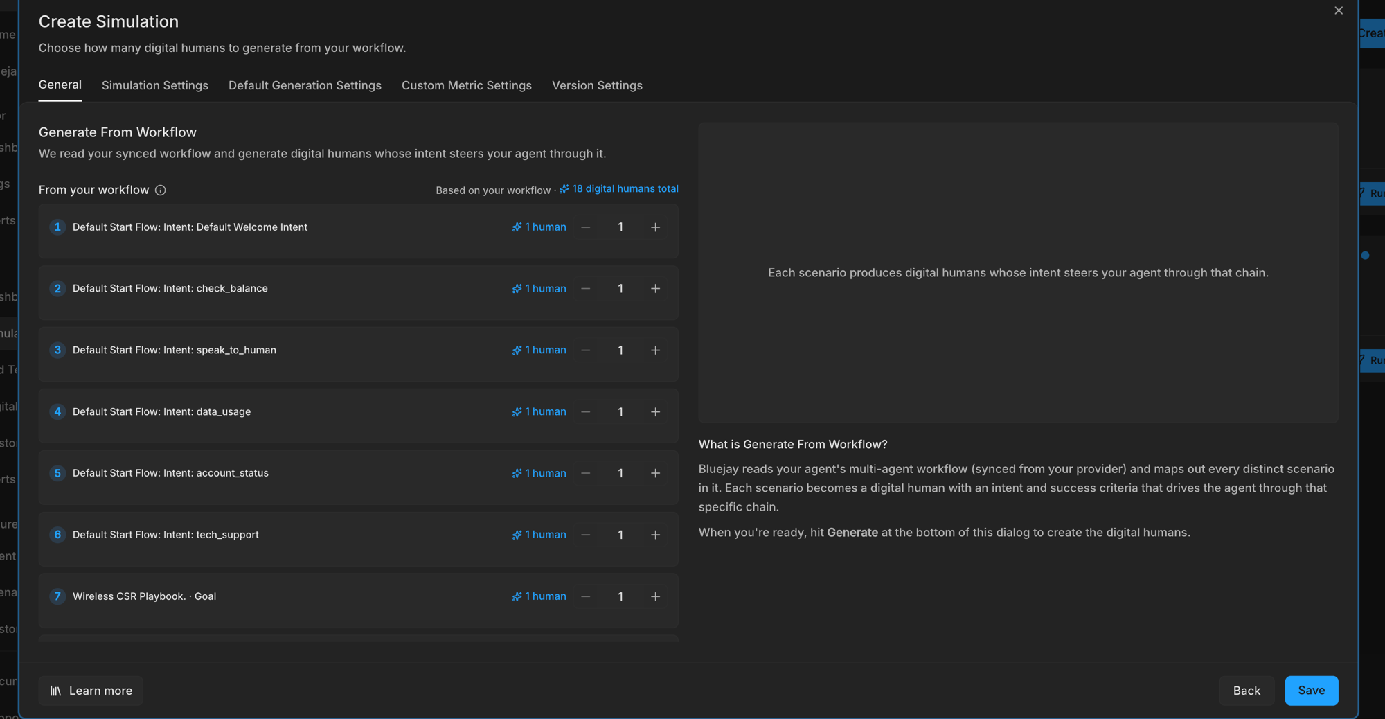 Test cases generated from your workflow