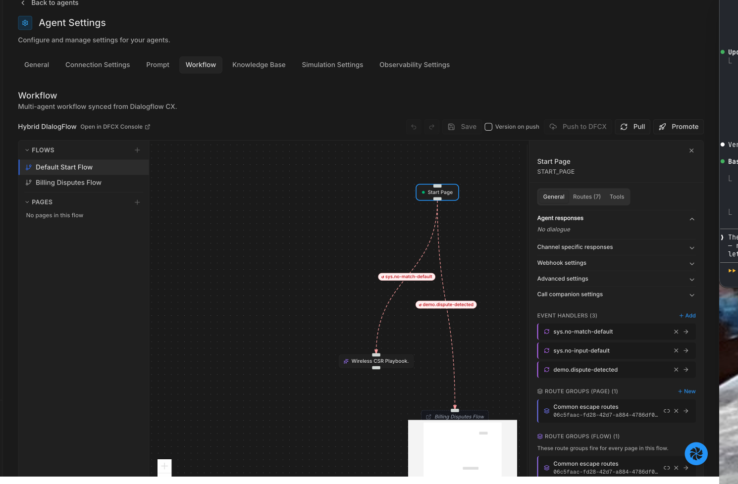 The DFCX workflow canvas in Bluejay