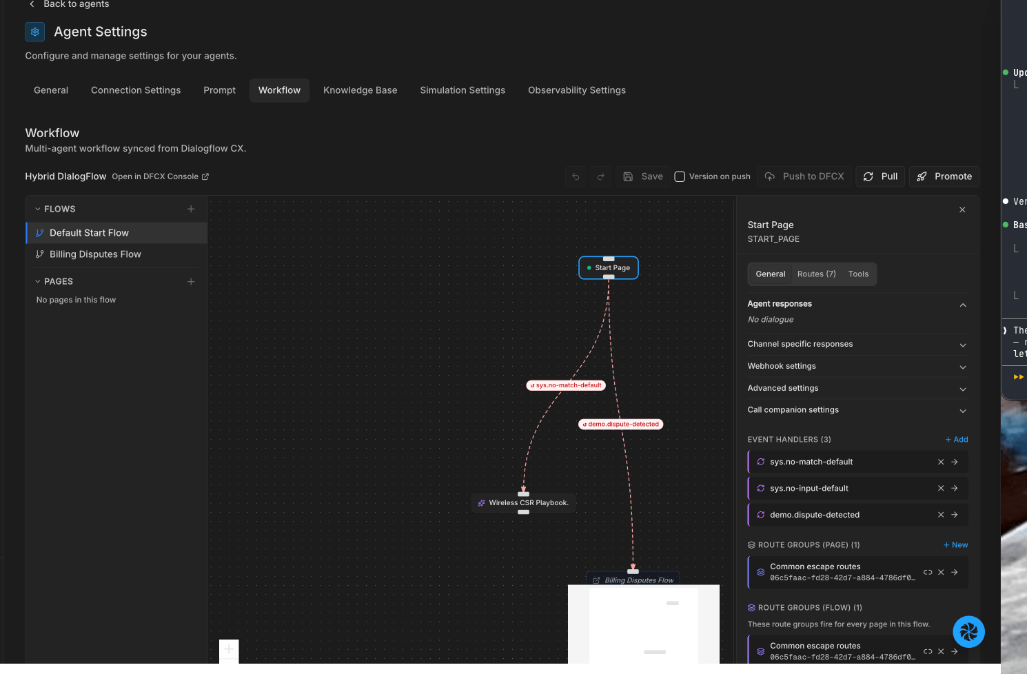 The DFCX workflow canvas in Bluejay