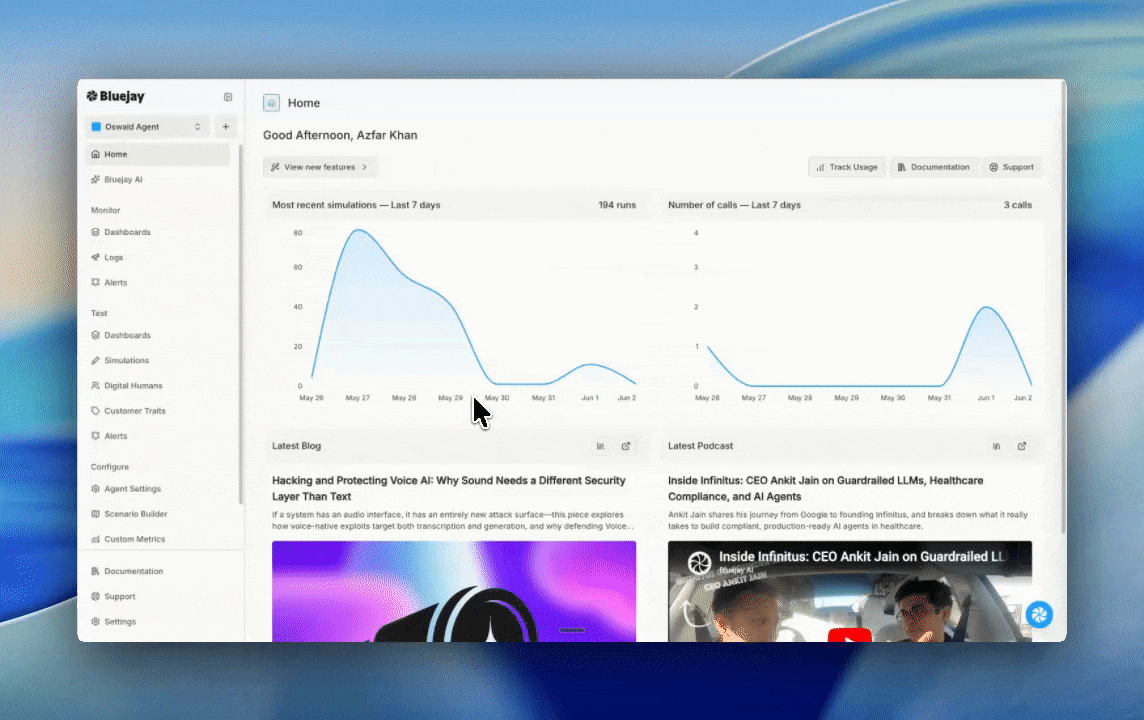 The Workflows tab in Bluejay
