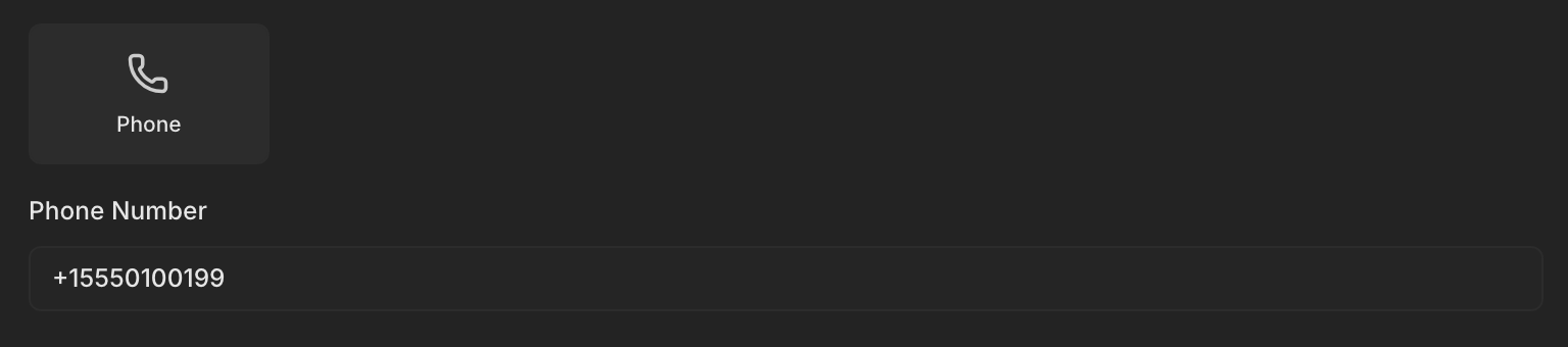 The Phone connection type with the agent's phone number entered