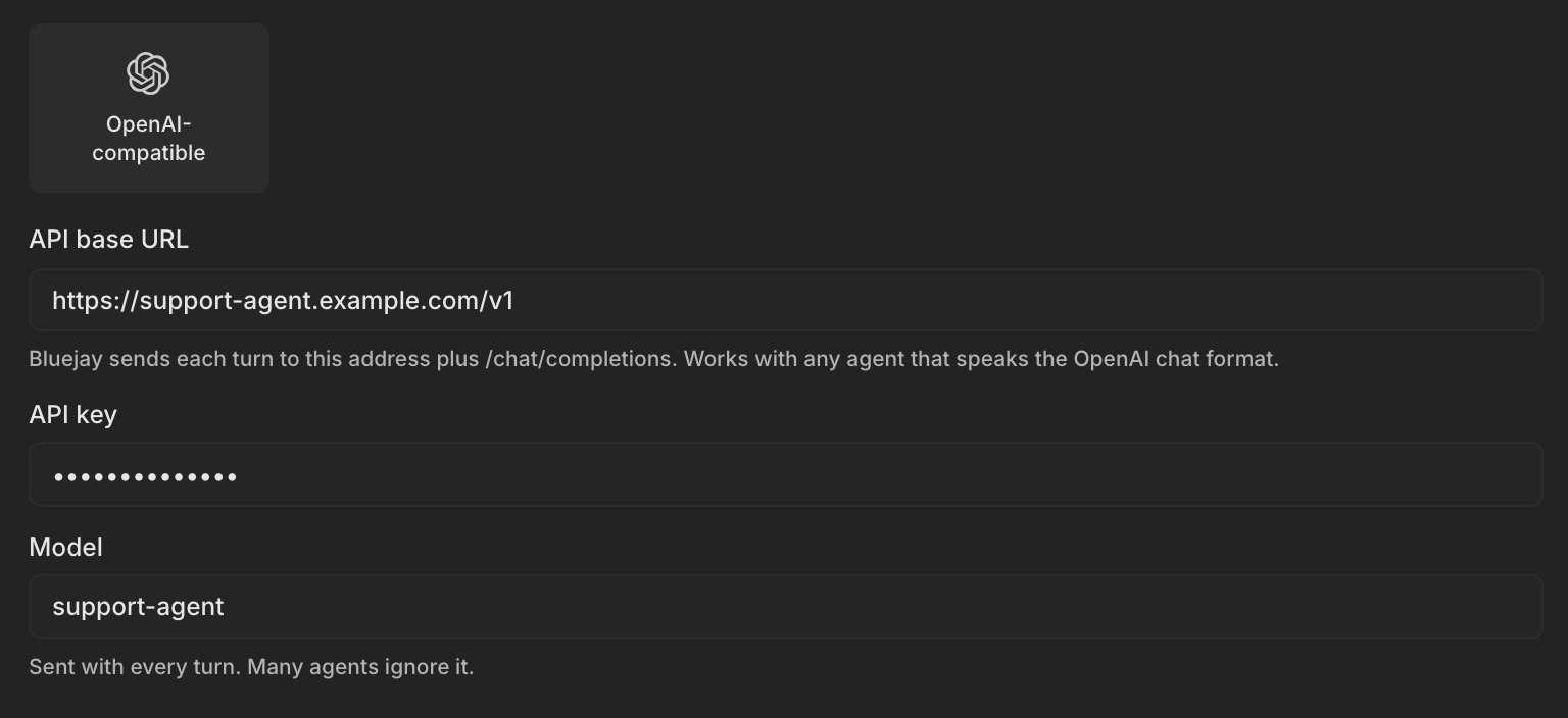 The OpenAI-compatible connection fields with an API base URL, an API key, and a model