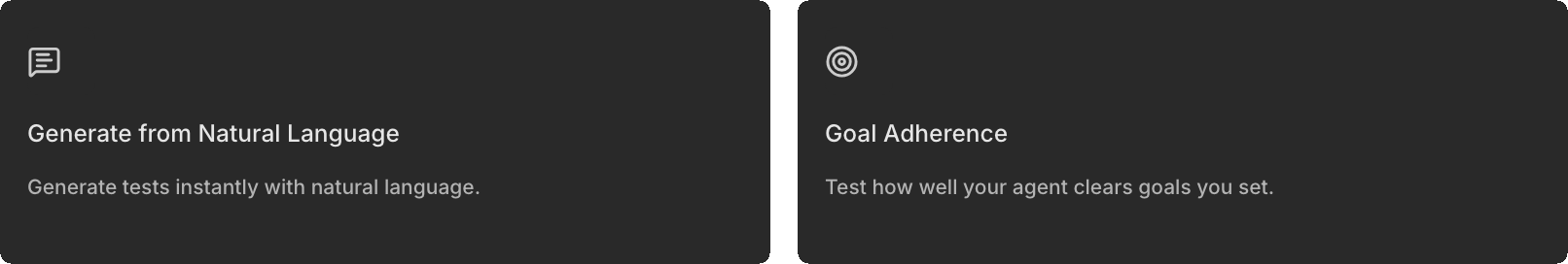 Generate from Natural Language and Goal Adherence cards in the Create Simulation type picker