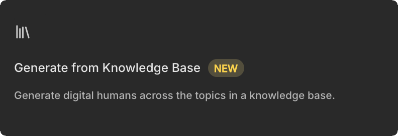 Generate from Knowledge Base card in the Create Simulation type picker
