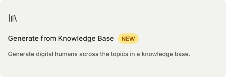 Generate from Knowledge Base card in the Create Simulation type picker