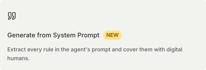 Generate from System Prompt card in the Create Simulation type picker