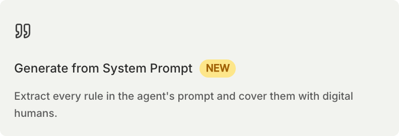 Generate from System Prompt card in the Create Simulation type picker