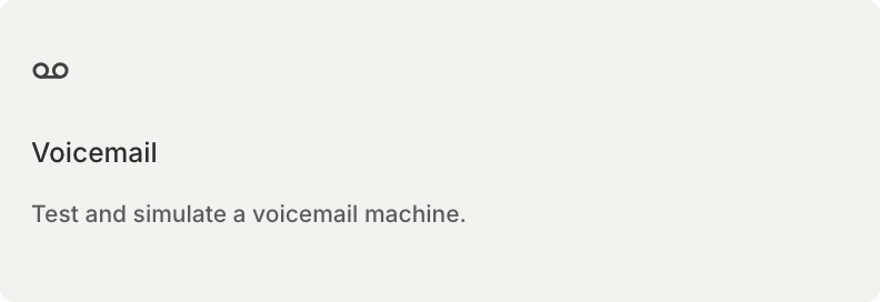 Voicemail card in the Create Simulation type picker