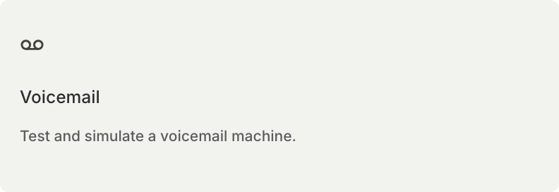 Voicemail card in the Create Simulation type picker