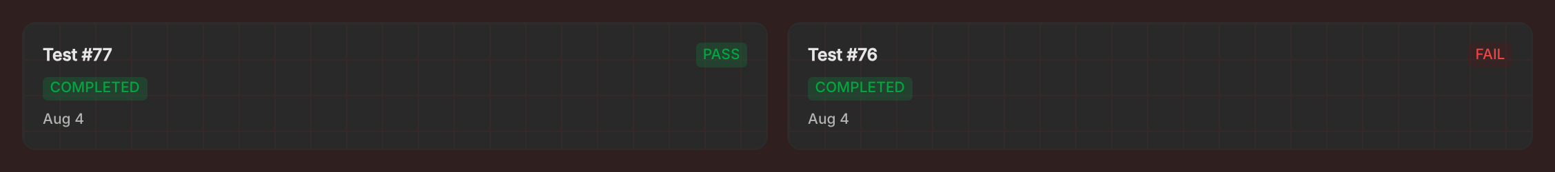 Two completed Red Teaming runs for the same agent, a later run that passed and an earlier run that failed