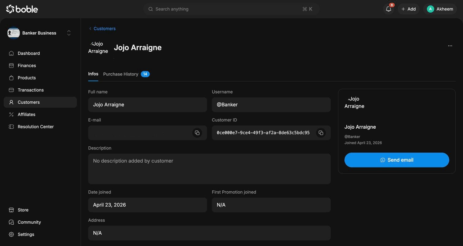 Customer profile — Infos tab