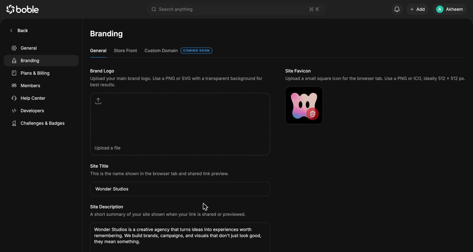 Settings — Branding