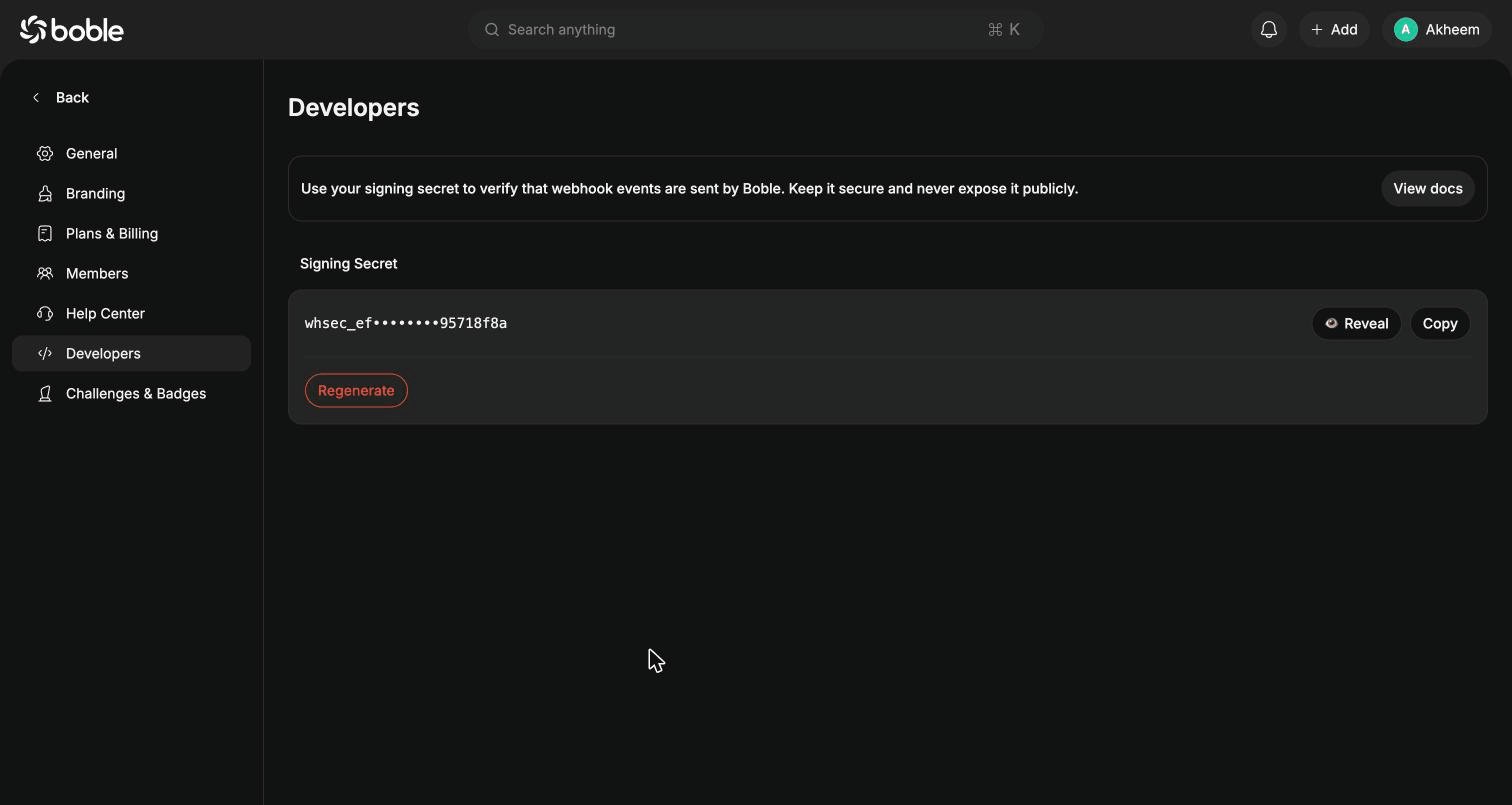 Settings — Developers