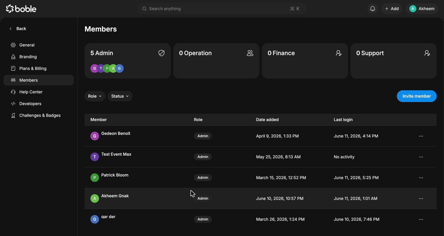 Settings — Members