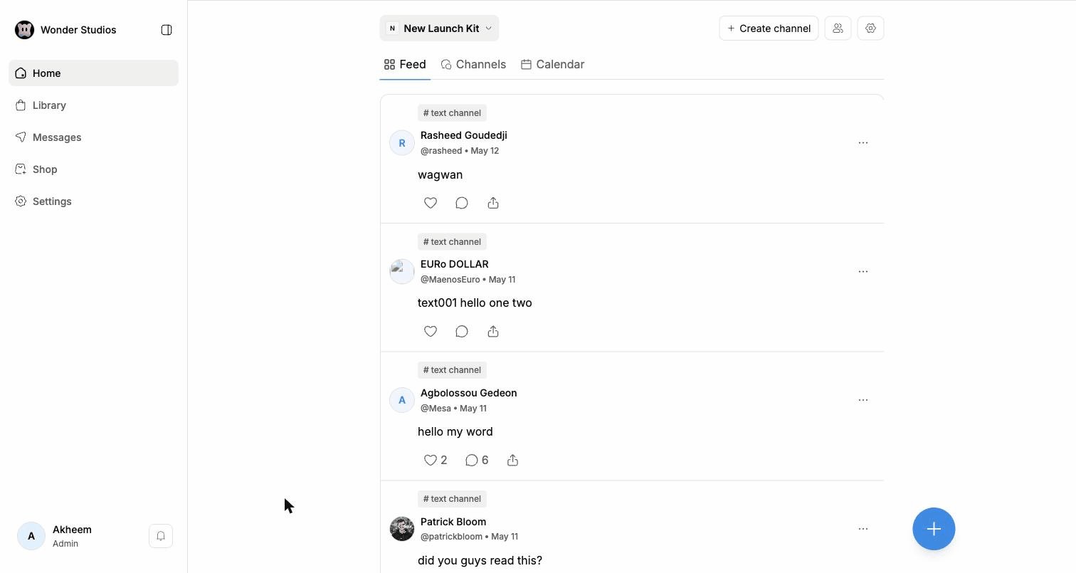 Boble community hub — feed