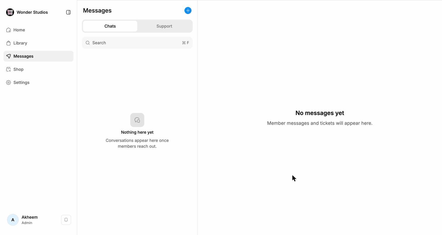 Messages page