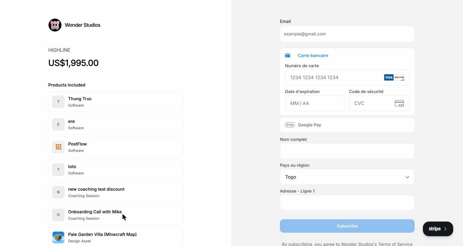Boble checkout page