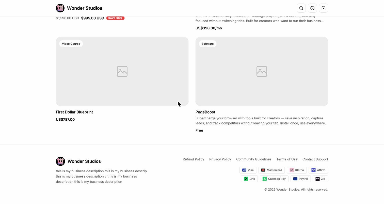 Storefront footer