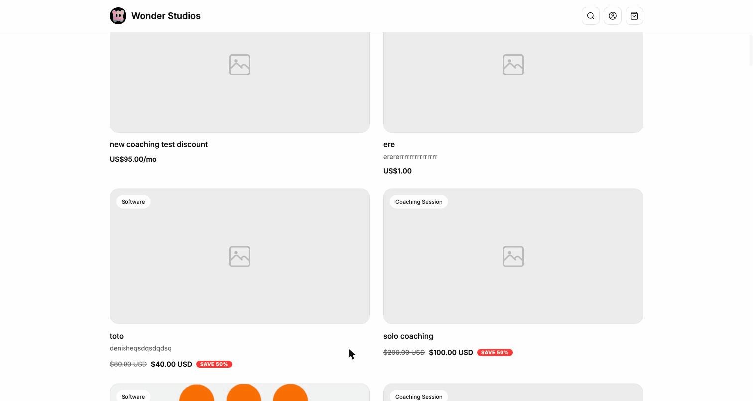 Storefront product grid