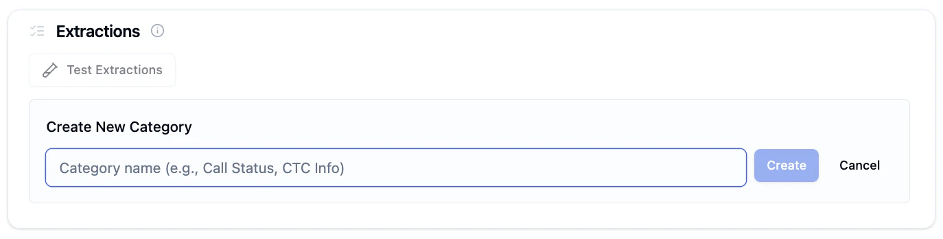 Create category dialog with input field