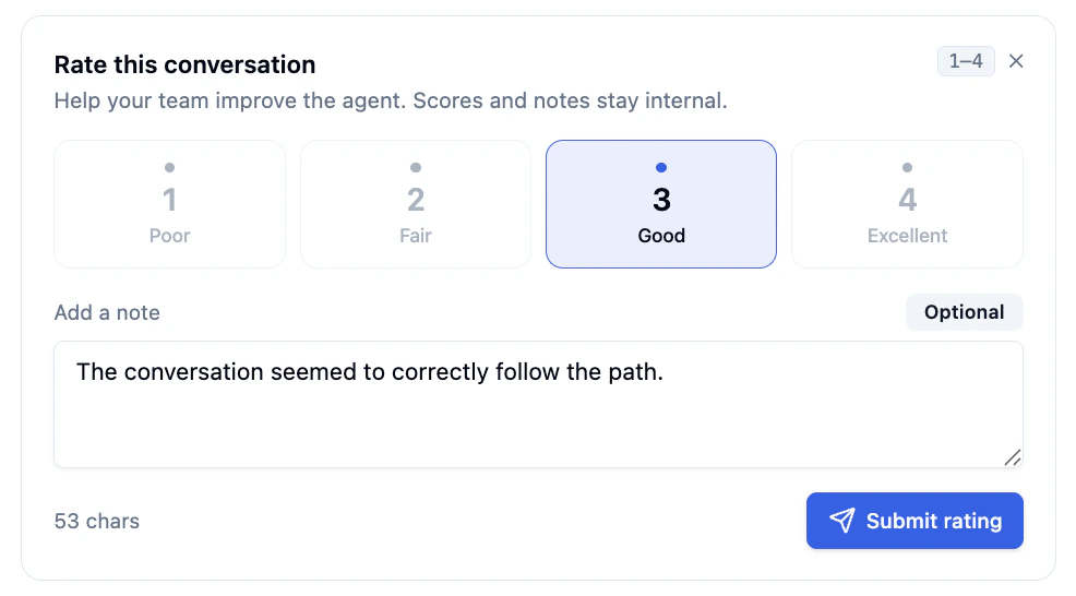 Conversation rating dialog