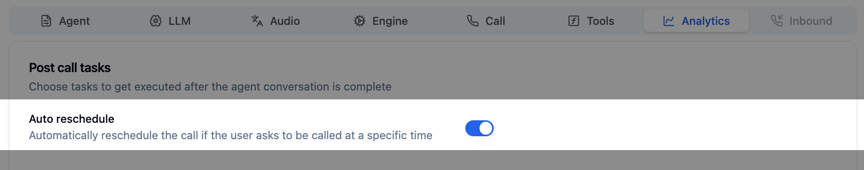 Toggle to automatically reschedule calls on Bolna platform