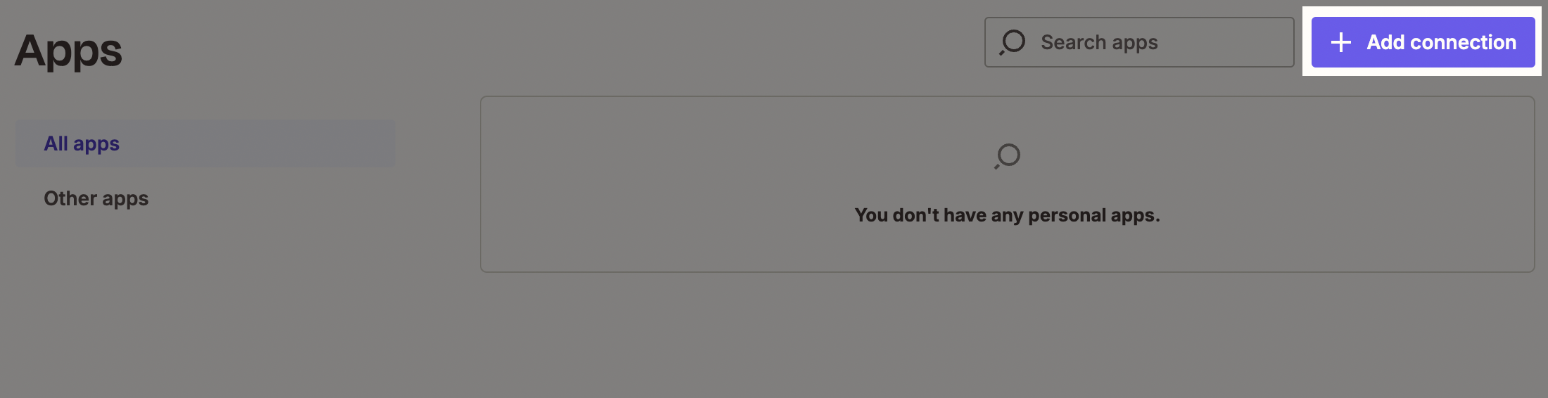 Zapier Apps connections page showing Add Connection button for integrating Bolna Voice AI with automation workflows