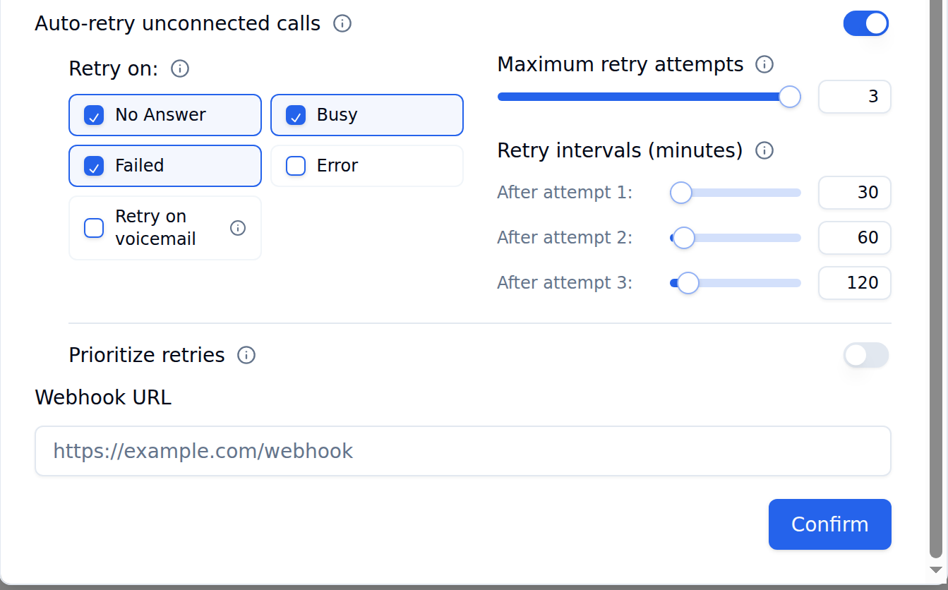 Auto-retry configuration