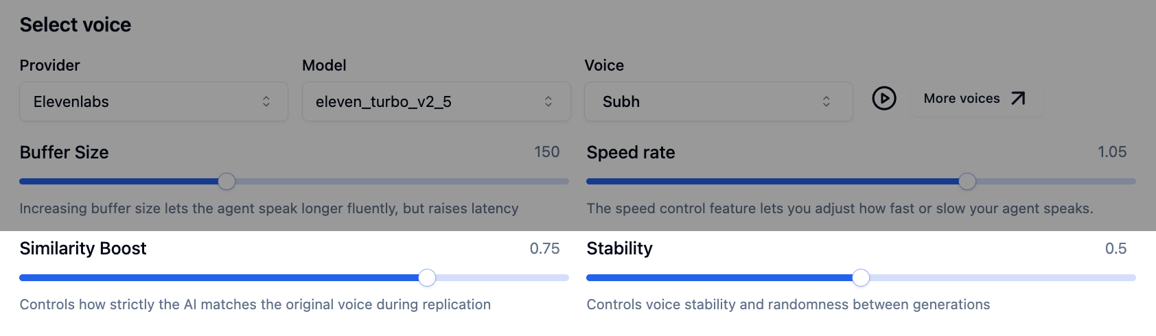 Voice Lab clone voices feature interface in Bolna showing one-click voice cloning with audio sample upload