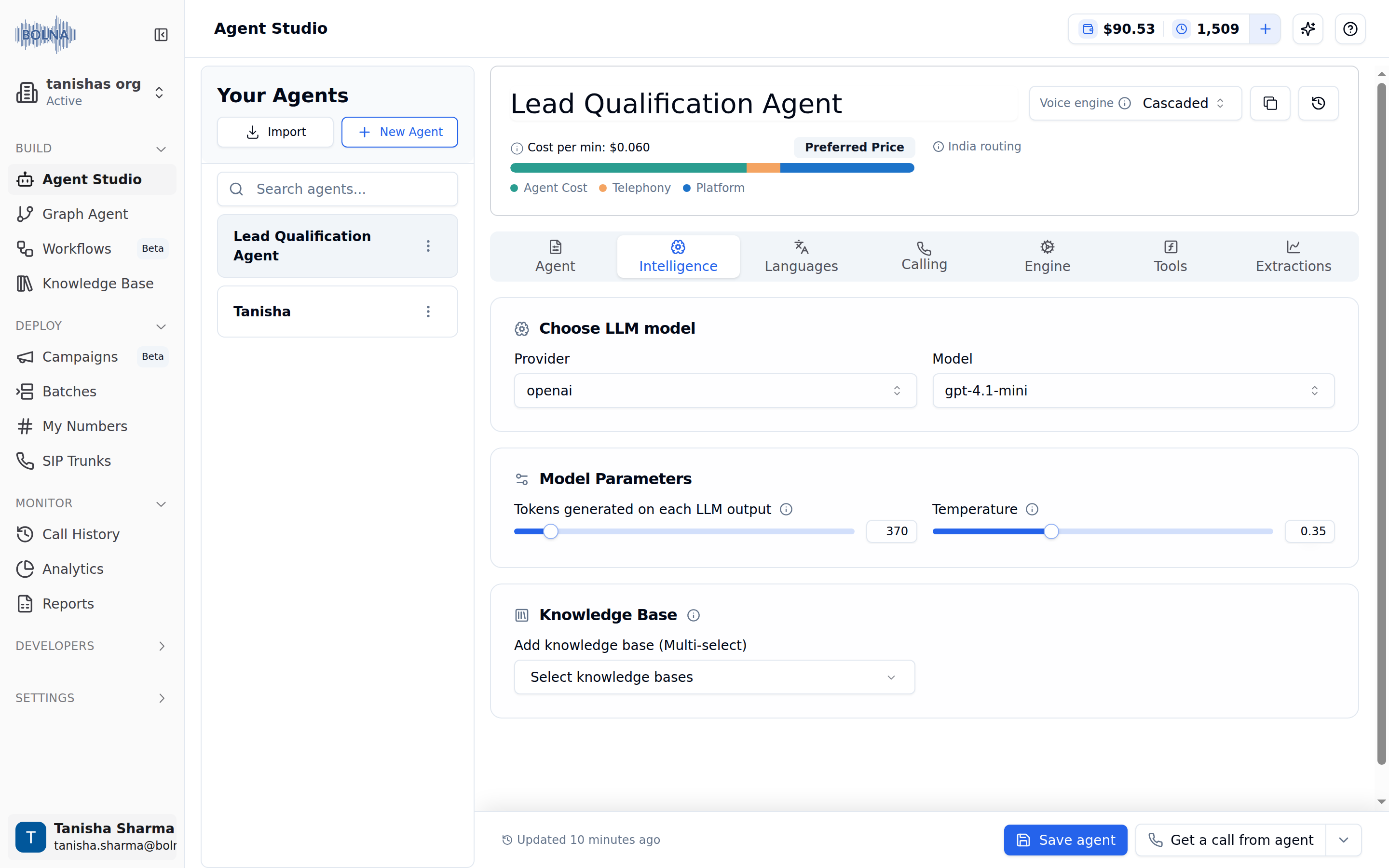 Choose and Configure LLM Models for Voice AI - Bolna Docs