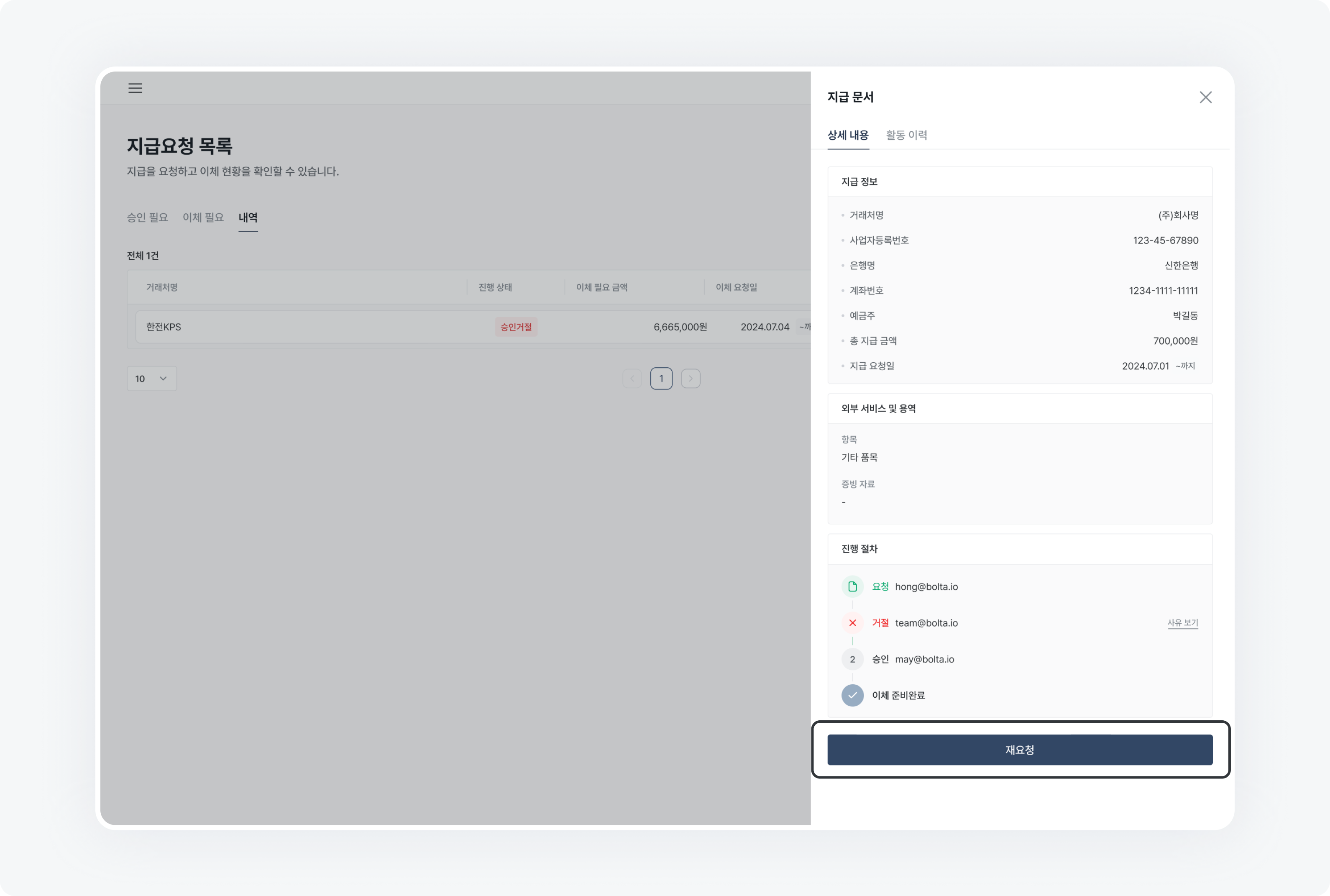payment request write resubmit request