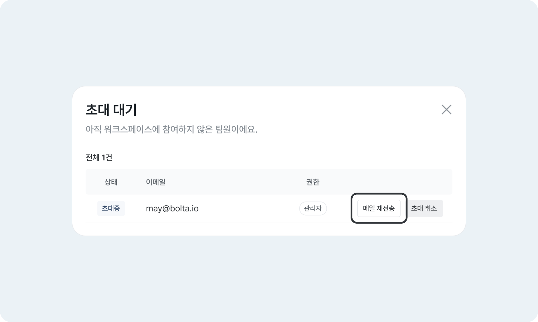 setting team invitation resend invitation