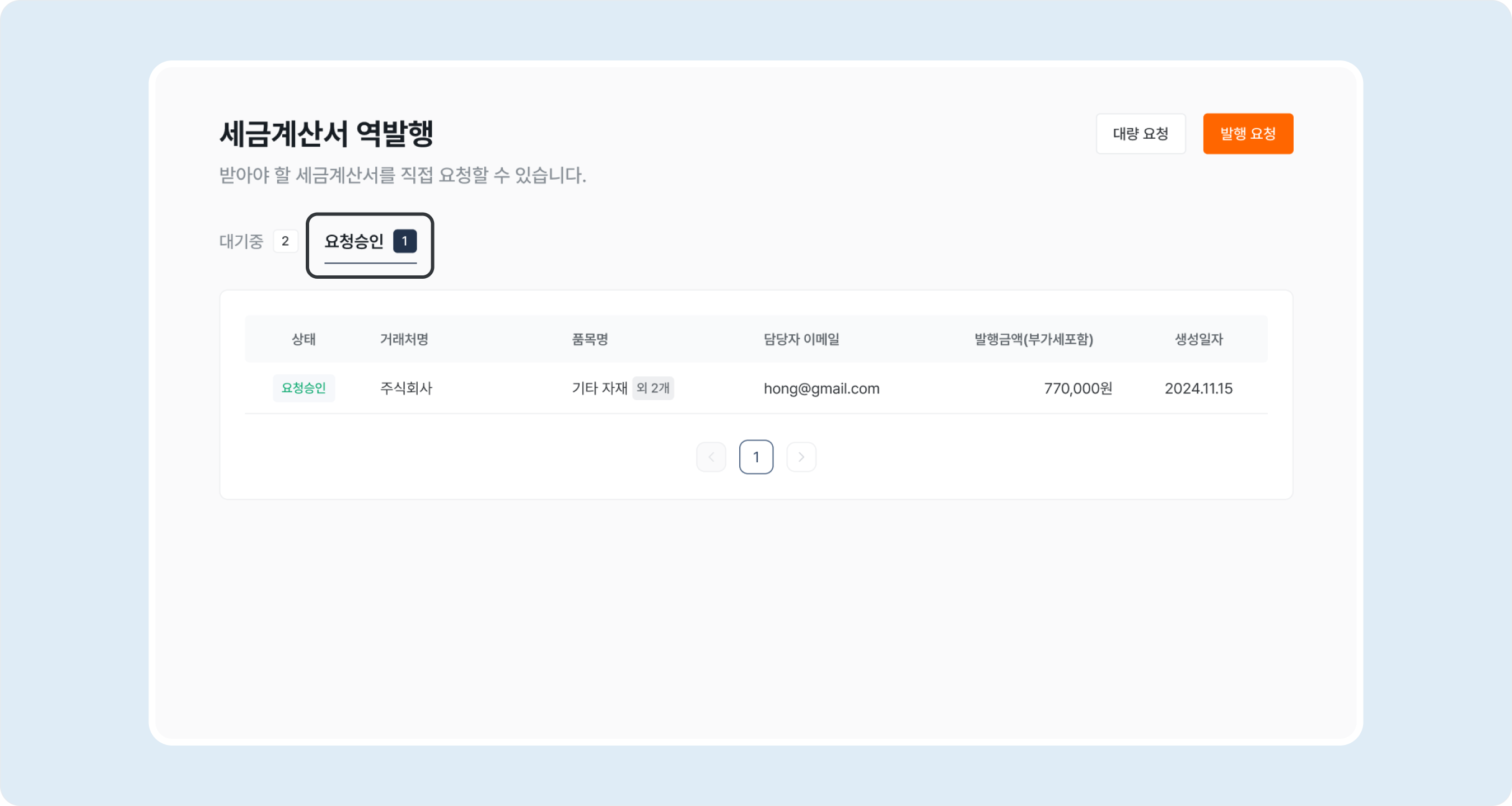 invoice issuance request request status approve request