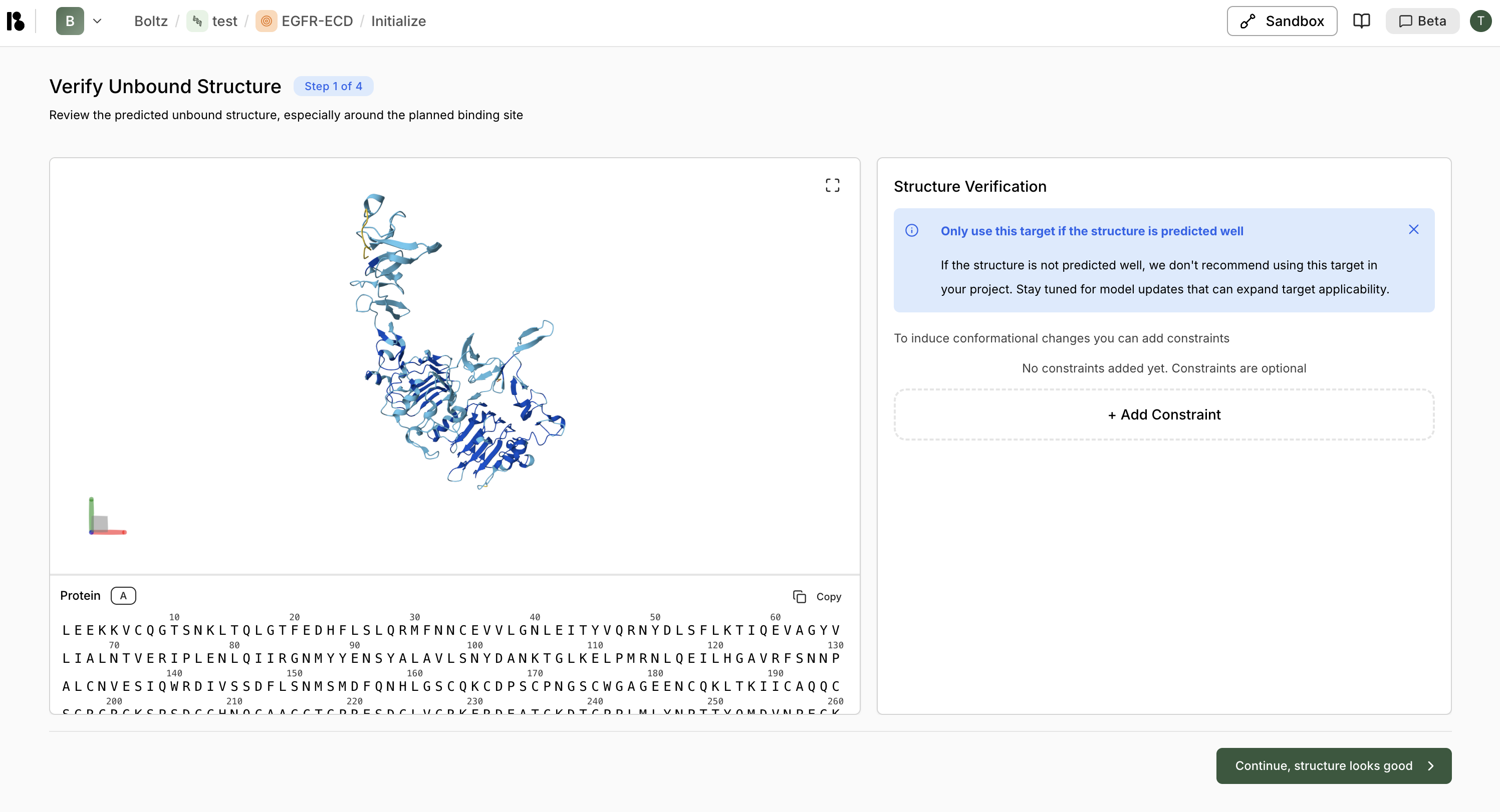 Verify unbound structure step