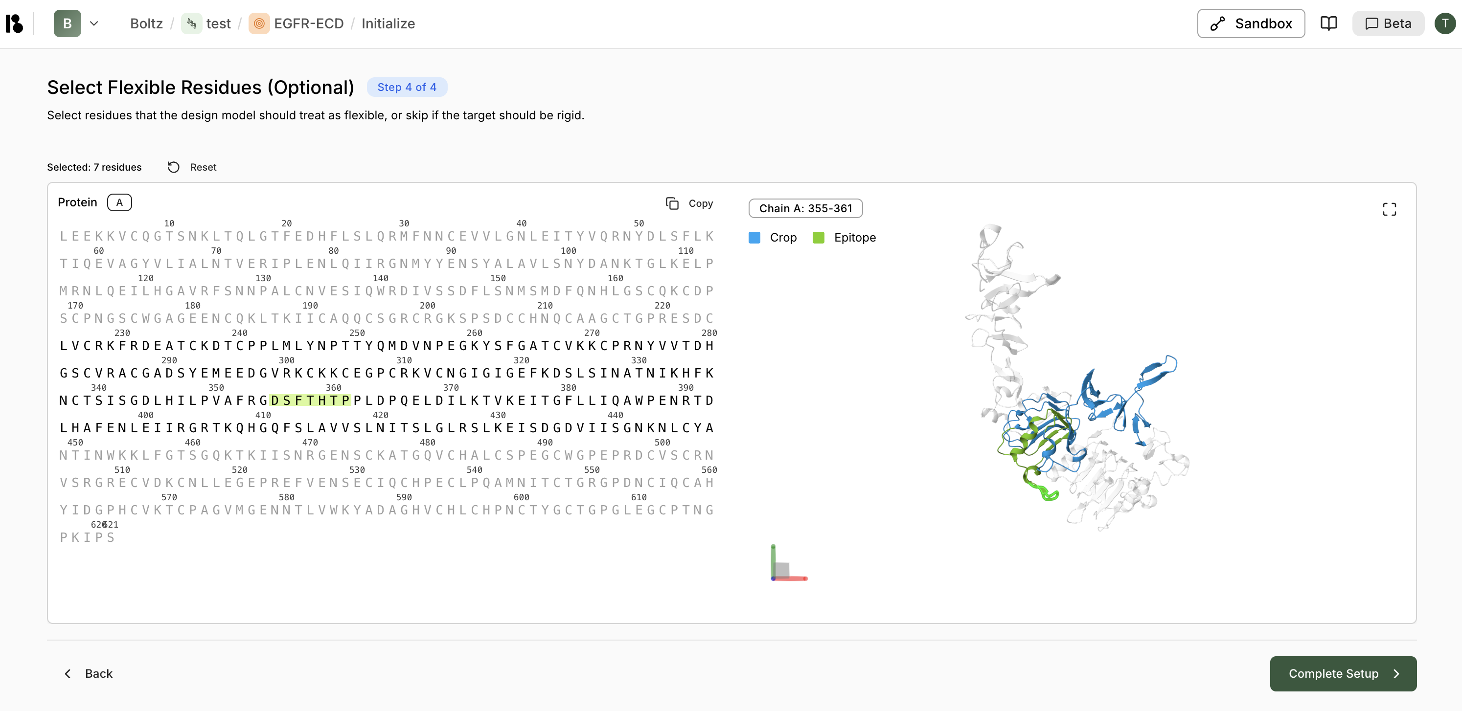 Select flexible residues step