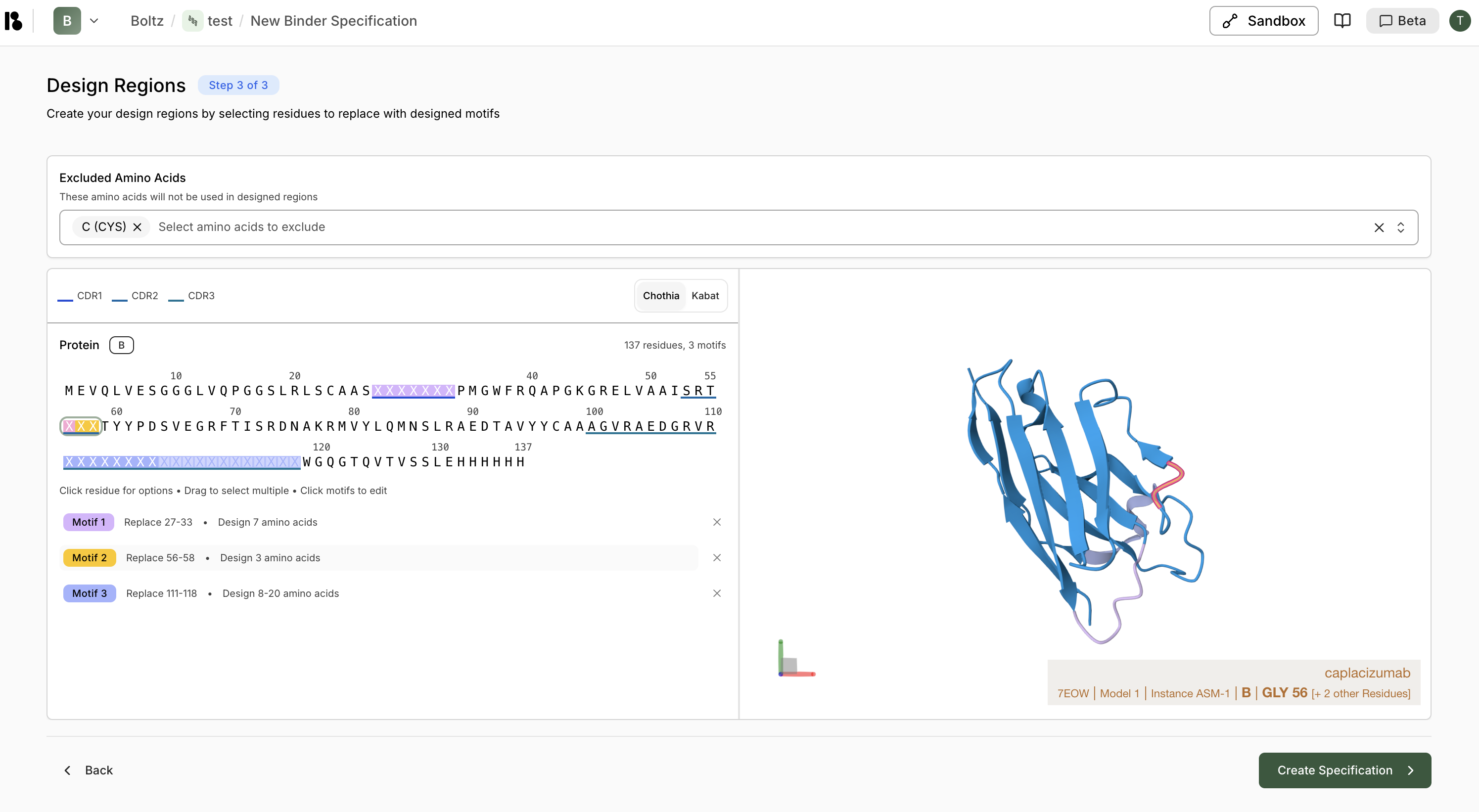Design configuration with motifs