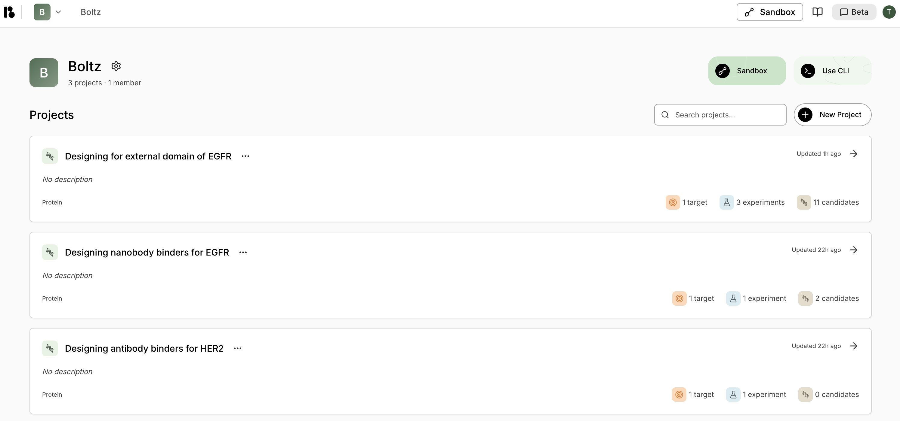 Create new project dialog