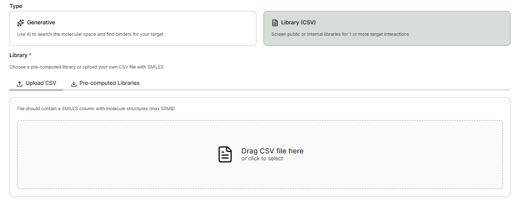CSV upload interface