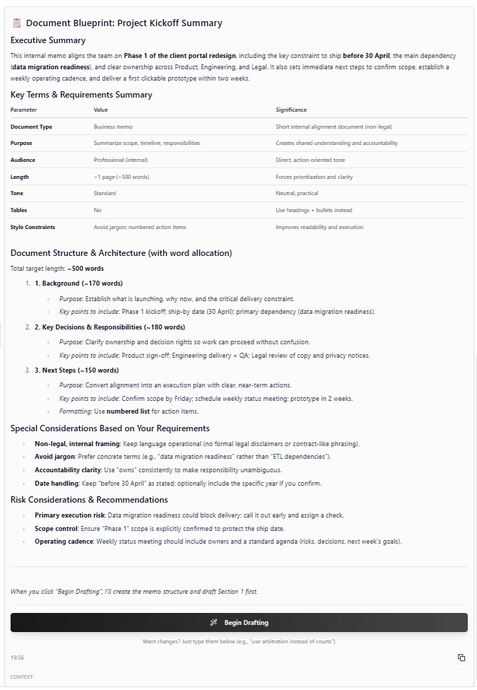 Document blueprint example